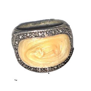 Rare - Silver Vintage Genuine Stone Ring